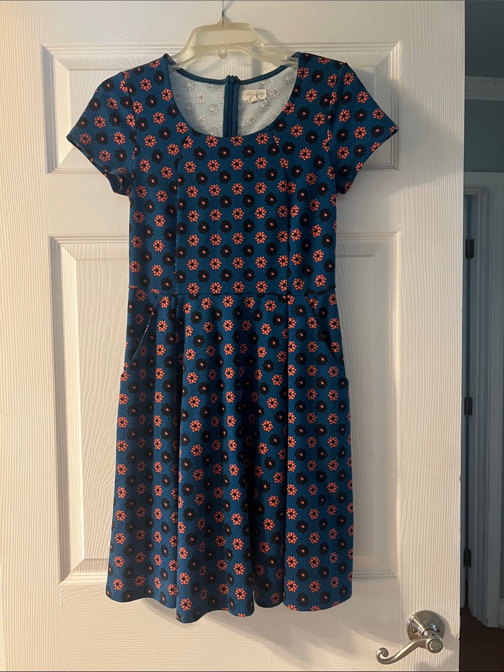 Maison Jules Navy Blue Floral Fit-and-Flare Dress